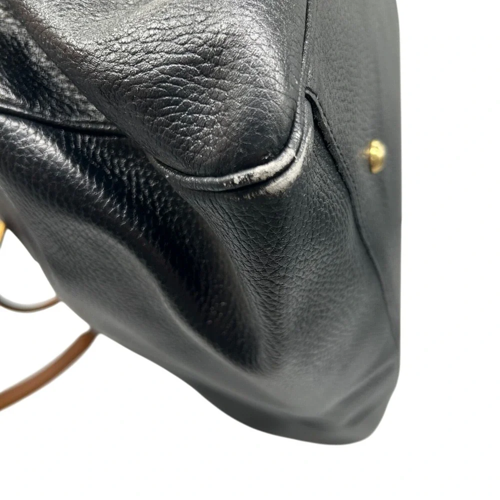 I‎ Santi Duffel Overnight Bag Leather Made In Italy Black Brown Top Handle EUC